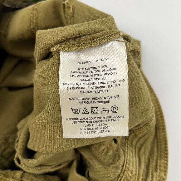 Anthropologie Green Classic Cargo Pants | Made in Turkey - Picture 8 of 9